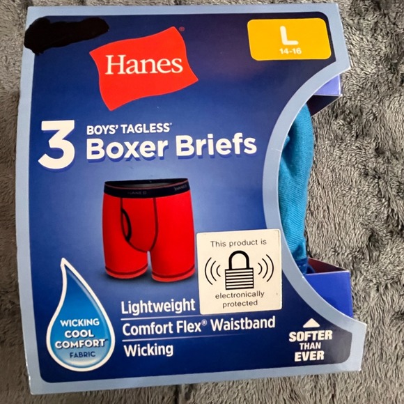 Hanes Other - Hanes 3-Pack Tagless Lightweight Wicking Boxer Briefs Boy's Large (14–16)